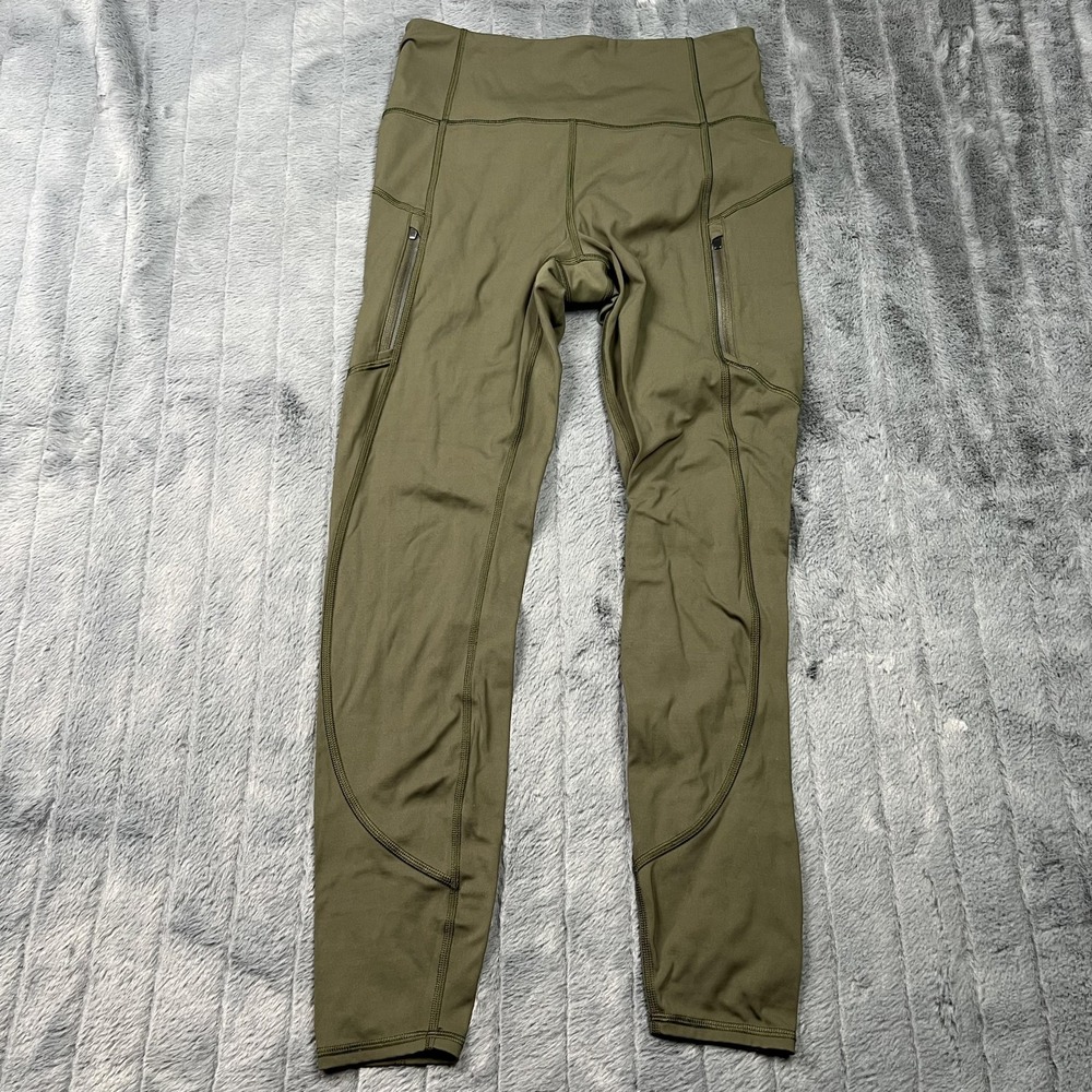 Athleta Rainier Tight Leggings Womens Small Green Ankle High Rise Pockets 12117
